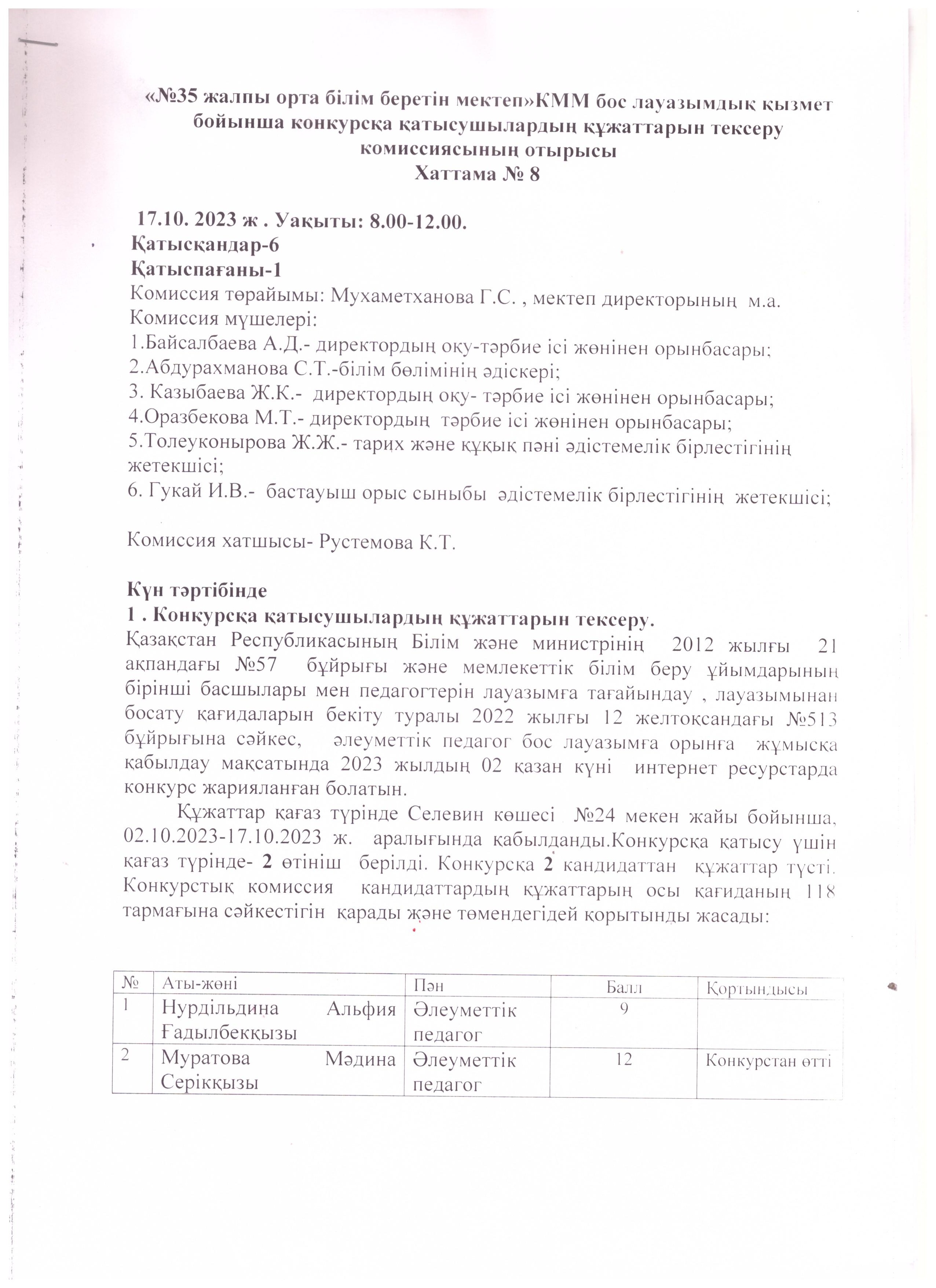 КОНКУРС НӘТИЖЕЛЕРІ ӘЛЕУМЕТТІК ПЕДАГОГ